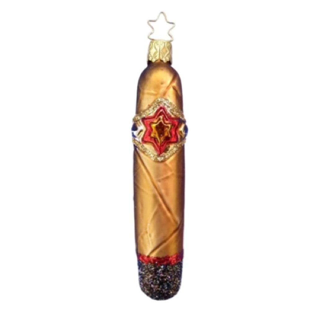 NWT Gold Mercury Glass Cuban Cigar Ornaments Box of 6